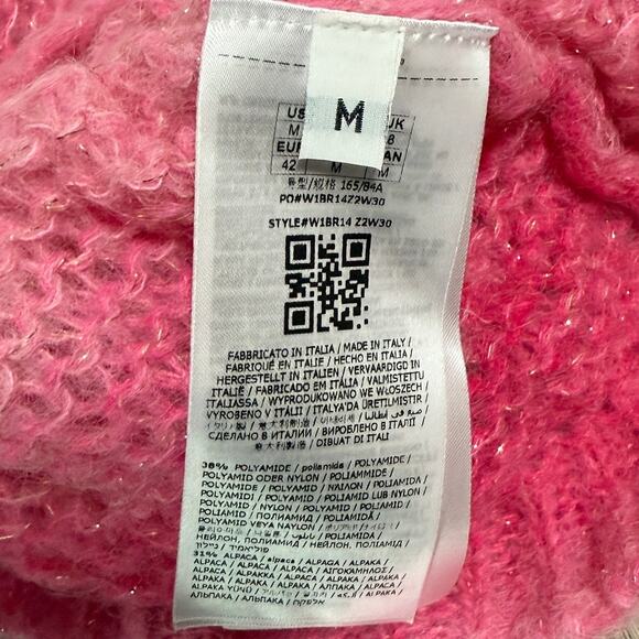 Guess Ariane V-Neck Loose Knit Metallic Pink Ombre Sweater - Size Medium - Picture 8 of 10